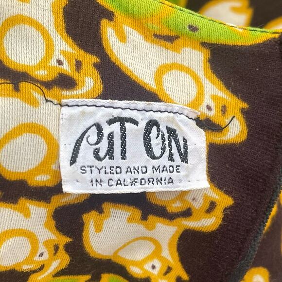 Vintage 60’s/70’s Elephant Print Op-Art Long Sleeve Maxi Dress, XS/S - Picture 8 of 13